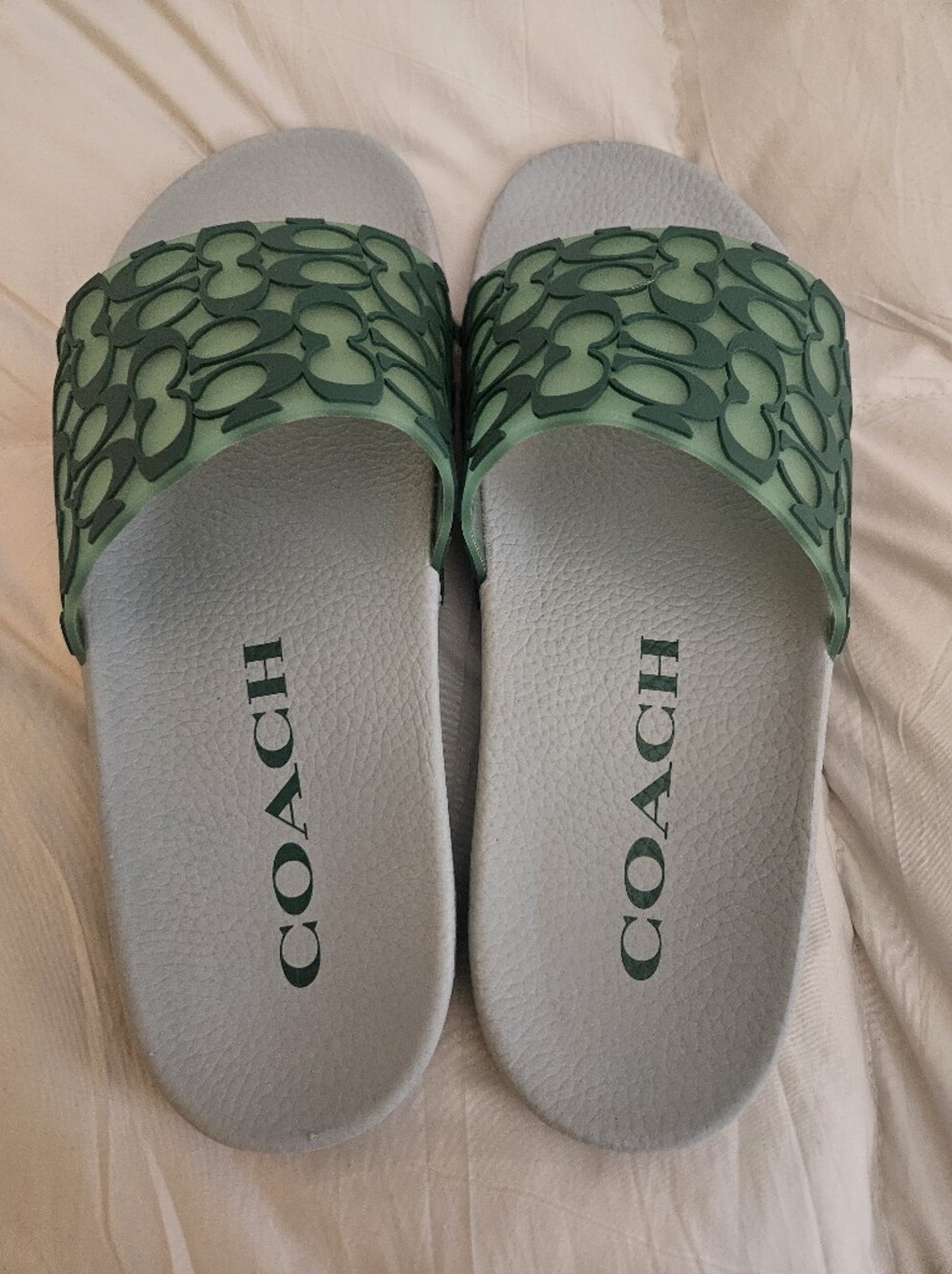 Coach Green Layered Logo Slide Sandals